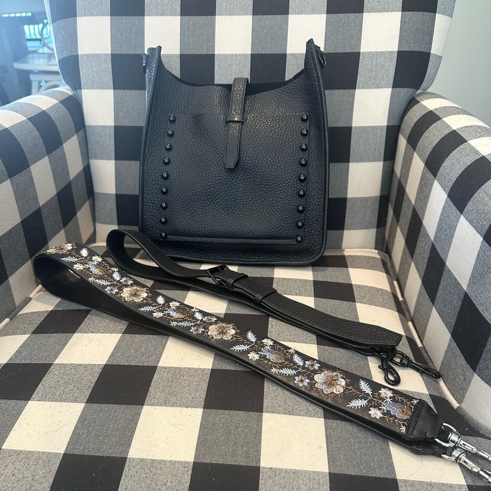 Rebecca Minkoff Feedbag Leather Crossbody | Black + Stud Detail